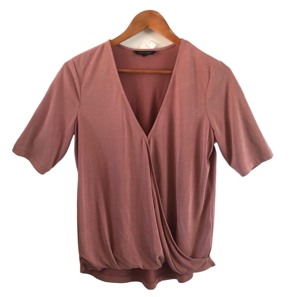 Banana Republic Dusty Rose Elbow Sleeve Wrap Blouse NEW WITH TAGS women’s size M